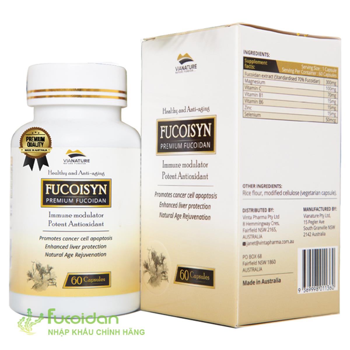 Fucoisyn premium fucoidan - Hỗ trợ phòng và điều trị ung thư, Hộp 60 viên